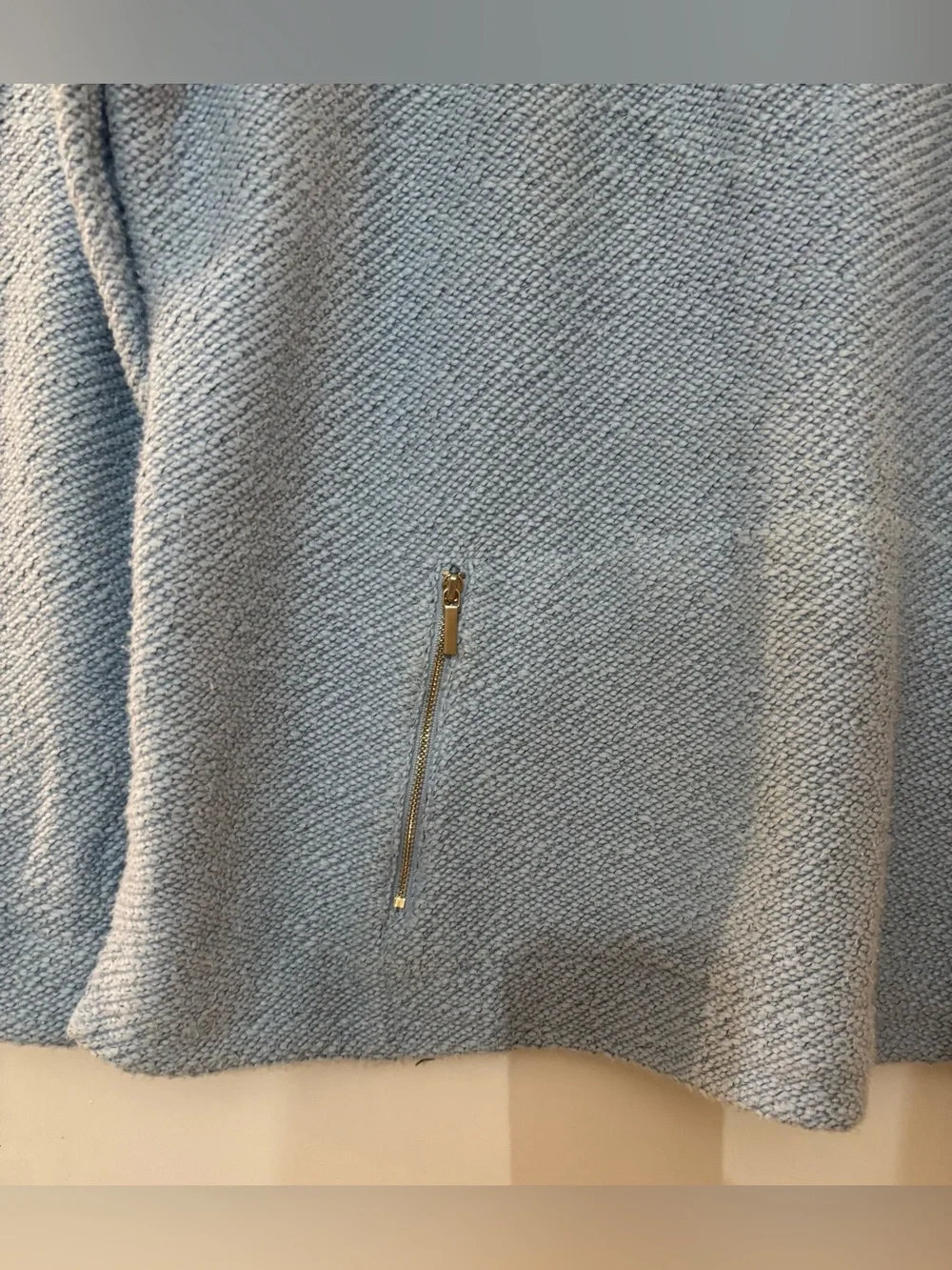 Soft Surroundings Light Blue Textured Loose Knit Cotton Quarter Zip Sweater PXL